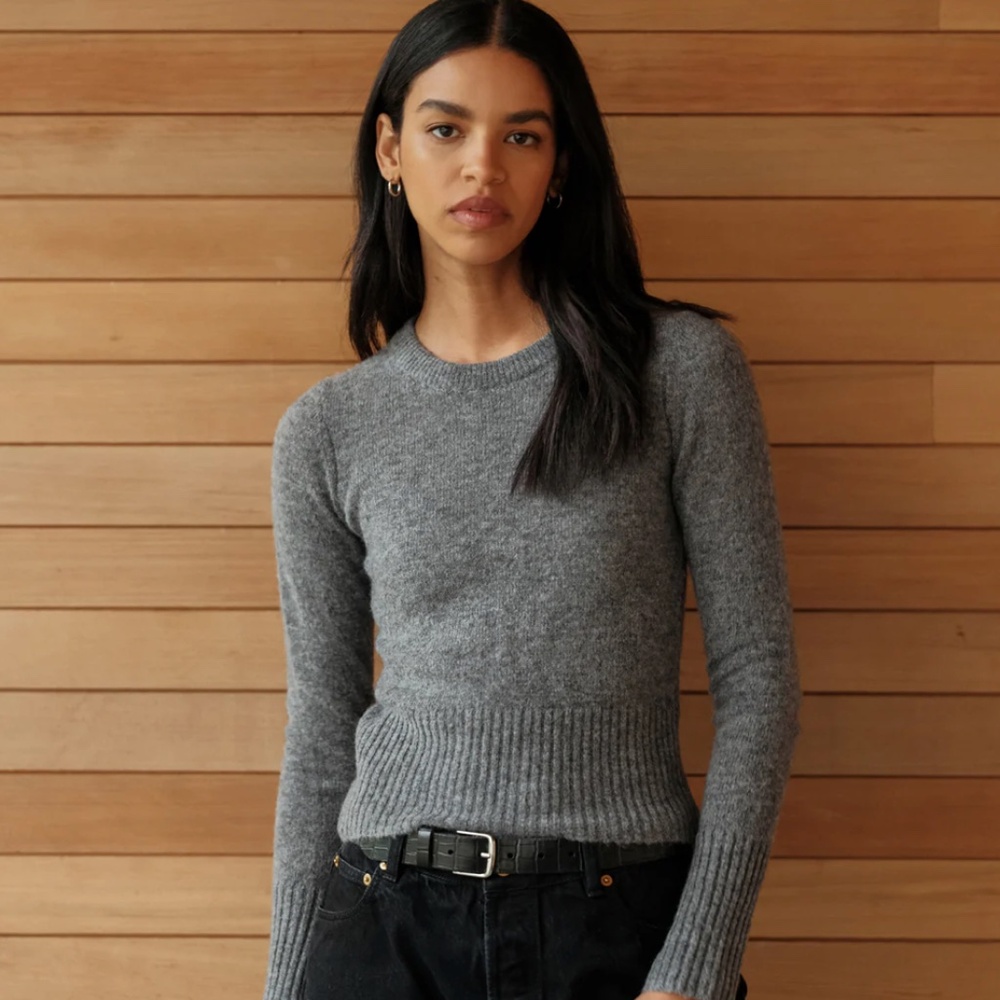 Jenni Kayne Merino Finley Crewneck Sweater, Grey, Medium - EUC